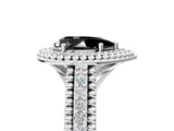 White gold Fancy Black Pear Cut Halo Diamond Ring with Beaded Split Shank and Four-Prong Setting_5