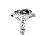 White gold Fancy Black Pear Cut Halo Diamond Ring with Pavé Band and Three-Prong Setting_17