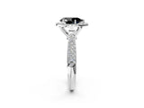White gold Fancy Black Pear Cut Halo Diamond Ring with Pavé Band_14