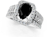 White gold Fancy Black Pear Cut Halo Diamond Ring with Round  Split Shank and Prong Setting_49