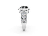 White gold Fancy Black Pear Cut Halo Diamond Ring with Round  Split Shank and Prong Setting_50