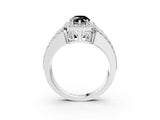 White gold Fancy Black Pear Cut Halo Diamond Ring with Round  Split Shank and Prong Setting_51