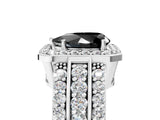 White gold Fancy Black Pear Cut Halo Diamond Ring with Round  Split Shank and Prong Setting_53