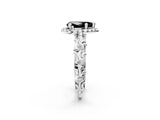 White gold Fancy Black Pear Cut Halo Diamond Solitaire with Filigree Band and Four-Prong Setting_2