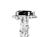 White gold Fancy Black Pear Cut Halo Diamond Solitaire with Filigree Band and Four-Prong Setting_5