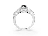 White gold Fancy Black Pear Cut Halo Diamond Split Shank Engagement Ring with Four-Prong Setting_3