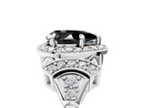 White gold Fancy Black Pear Cut Halo Diamond Split Shank Engagement Ring with Four-Prong Setting_5