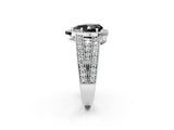 White gold Fancy Black Pear Cut Halo Diamond Split Shank Ring with Prong Setting_2