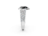 White gold Fancy Black Pear Cut Halo Pavé Diamond Engagement Ring with Split Shank and Four-Prong Setting_5