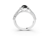 White gold Fancy Black Pear Cut Halo Pavé Diamond Engagement Ring with Split Shank and Four-Prong Setting_6