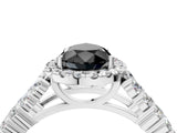 White gold Fancy Black Pear Cut Halo Pavé Diamond Engagement Ring with Split Shank and Four-Prong Setting_7