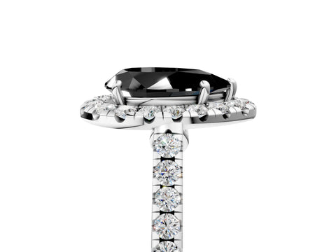 White gold Fancy Black Pear Cut Halo Pave Diamond Engagement Ring with Four-Prong Setting_53