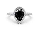White gold Fancy Black Pear Cut Halo Round Diamond Pavé Band with Four-Prong Setting_27