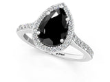 White gold Fancy Black Pear Cut Halo Round Diamond Pavé Band with Four-Prong Setting_28