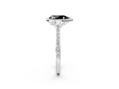 White gold Fancy Black Pear Cut Halo Round Diamond Pavé Band with Four-Prong Setting_29