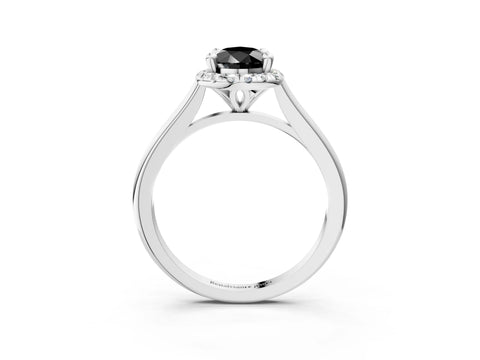 White gold Fancy Black Pear Cut Halo Round Diamond Solitaire Engagement Ring with Pave Band and Four-Prong Setting_27