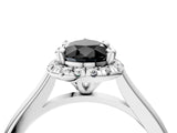 White gold Fancy Black Pear Cut Halo Round Diamond Solitaire Engagement Ring with Pave Band and Four-Prong Setting_28