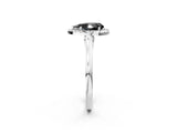 White gold Fancy Black Pear Cut Halo Round Diamond Solitaire Ring with Pavé Band and Four-Prong Setting_14