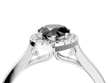 White gold Fancy Black Pear Cut Halo Round Diamond Solitaire Ring with Pavé Band and Four-Prong Setting_16