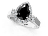 White gold Fancy Black Pear Cut Halo Round Diamond Twist Band with Four-Prong Setting_13