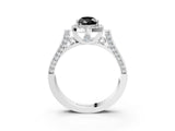 White gold Fancy Black Pear Cut Halo Round Diamond Twist Band with Four-Prong Setting_15