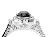 White gold Fancy Black Pear Cut Halo Round Diamond Twist Band with Four-Prong Setting_16