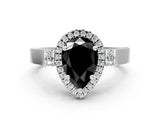 White gold Fancy Black Pear Cut Halo Round Diamond Twist Band with Four-Prong Setting_24
