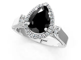 White gold Fancy Black Pear Cut Halo Round Diamond Twist Band with Four-Prong Setting_25