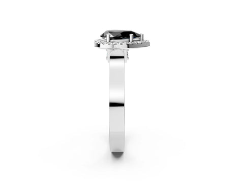 White gold Fancy Black Pear Cut Halo Round Diamond Twist Band with Four-Prong Setting_26