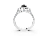 White gold Fancy Black Pear Cut Halo Round Diamond Twist Band with Four-Prong Setting_27