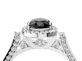 White gold Fancy Black Pear Cut Halo Round Diamond Twist Band with Four-Prong Setting_28