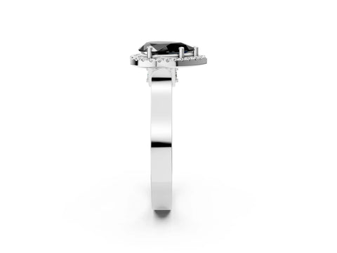 White gold Fancy Black Pear Cut Halo Round Diamond Twist Band with Four-Prong Setting_2