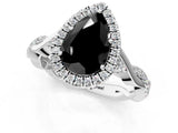 White gold Fancy Black Pear Cut Halo Twist Band with Four-Prong Setting_25