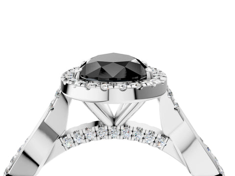 White gold Fancy Black Pear Cut Halo Twist Band with Four-Prong Setting_4