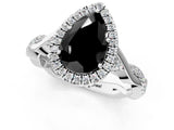 White gold Fancy Black Pear Cut Halo Twist Band with Four-Prong Setting_73