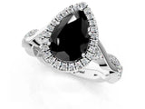 White gold Fancy Black Pear Cut Halo Twist Band with Four-Prong Setting_73