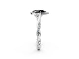 White gold Fancy Black Pear Cut Halo Twist Band with Four-Prong Setting_74
