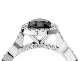 White gold Fancy Black Pear Cut Halo Twist Band with Four-Prong Setting_76