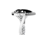 White gold Fancy Black Pear Cut Halo Twist Band with Four-Prong Setting_77