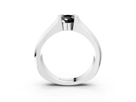 White gold Fancy Black Pear Cut Solitaire Bezel Set Diamond Ring with Wide Band_15