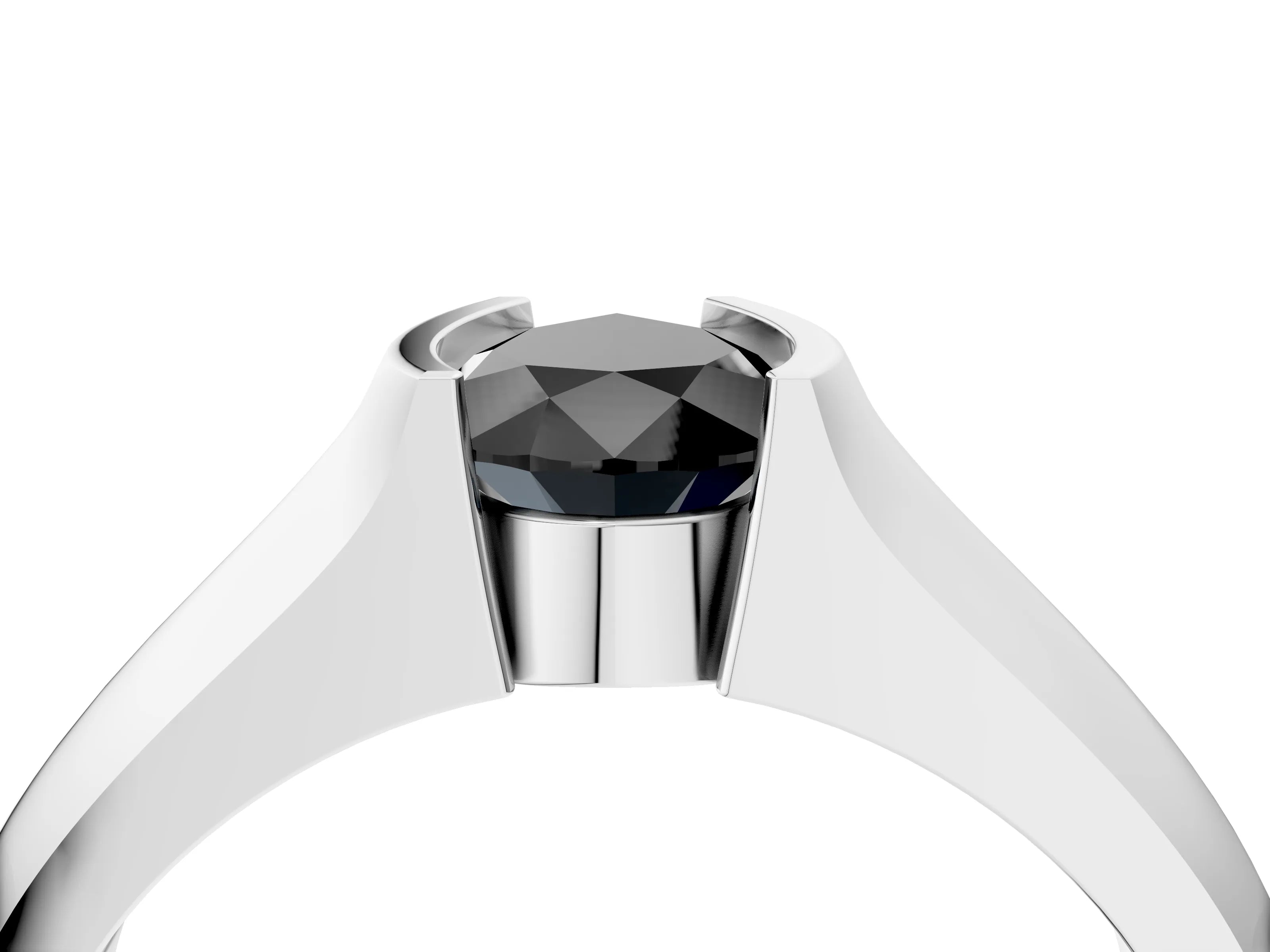 White gold Fancy Black Pear Cut Solitaire Bezel Set Diamond Ring with Wide Band_16