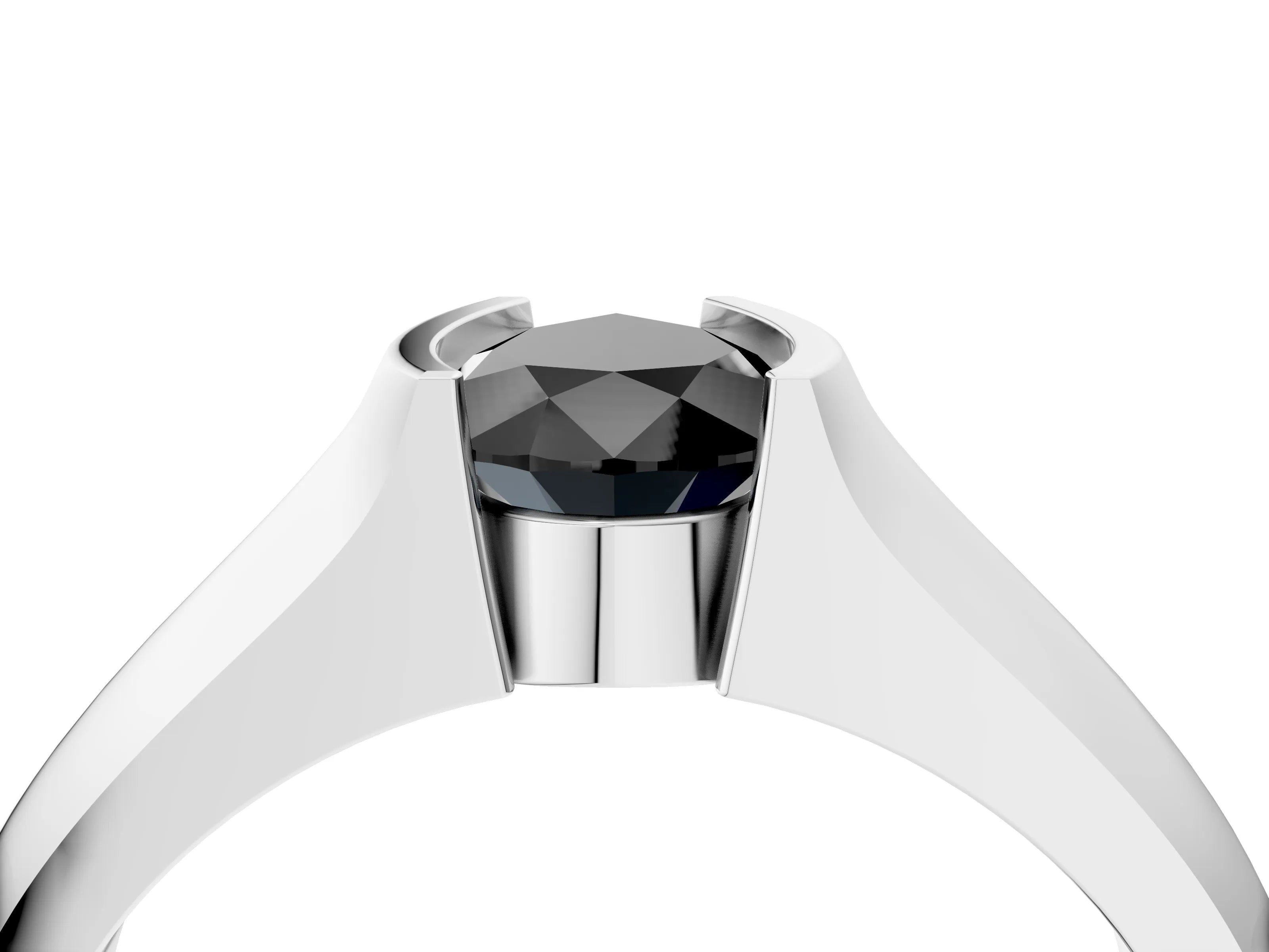 White gold Fancy Black Pear Cut Solitaire Bezel Set Diamond Ring with Wide Band_4