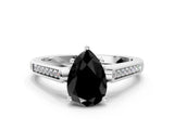 White gold Fancy Black Pear Cut Solitaire Cathedral Diamond Engagement Ring with Channel-Set Band and Four-Prong Setting_15