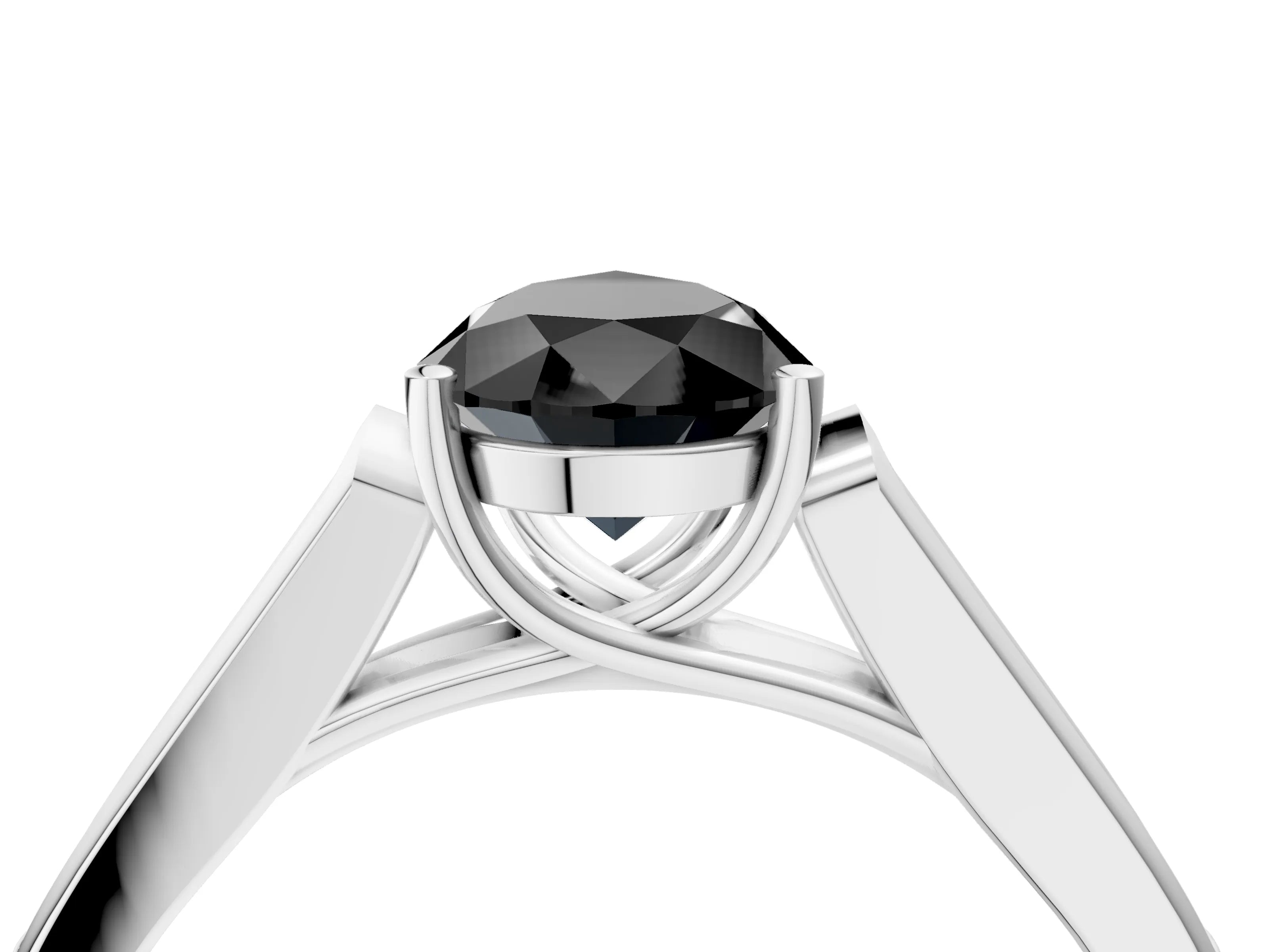 White gold Fancy Black Pear Cut Solitaire Cathedral Diamond Engagement Ring with Channel-Set Band and Four-Prong Setting_19