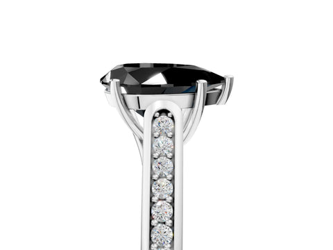 White gold Fancy Black Pear Cut Solitaire Cathedral Diamond Engagement Ring with Channel-Set Band and Four-Prong Setting_20