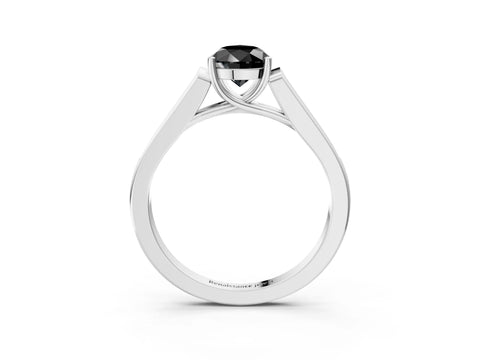 White gold Fancy Black Pear Cut Solitaire Cathedral Diamond Engagement Ring with Channel-Set Band and Four-Prong Setting_6