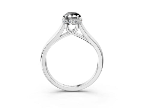White gold Fancy Black Pear Cut Solitaire Diamond Engagement Ring with Four-Prong Setting and Tapered Band_15