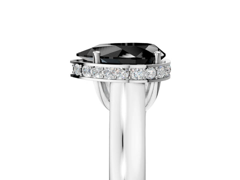 White gold Fancy Black Pear Cut Solitaire Diamond Engagement Ring with Four-Prong Setting and Tapered Band_17