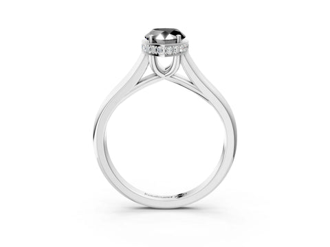 White gold Fancy Black Pear Cut Solitaire Diamond Engagement Ring with Four-Prong Setting and Tapered Band_3