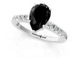 White gold Fancy Black Pear Cut Solitaire Diamond Engagement Ring with Pavé Band and Six-Prong Setting_13